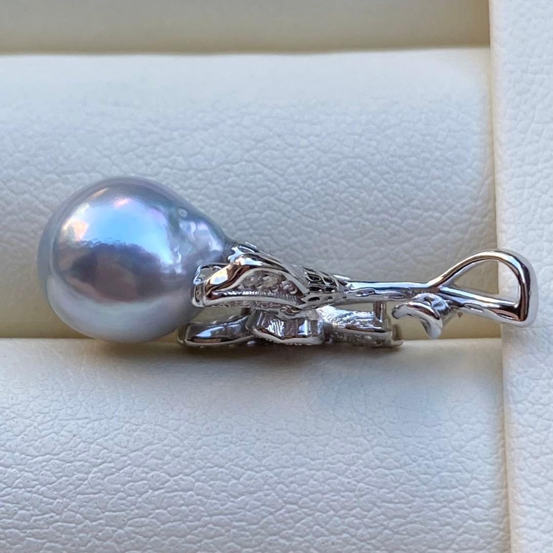 お客あこや真珠ネックレストップ　10.2*8.8mm無調色ブルーPT768