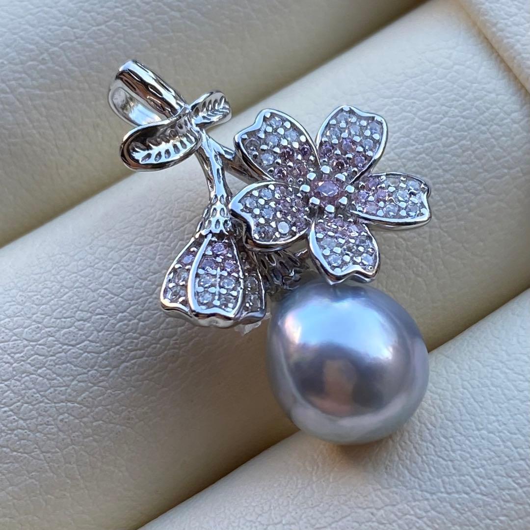 お客あこや真珠ネックレストップ　10.2*8.8mm無調色ブルーPT768