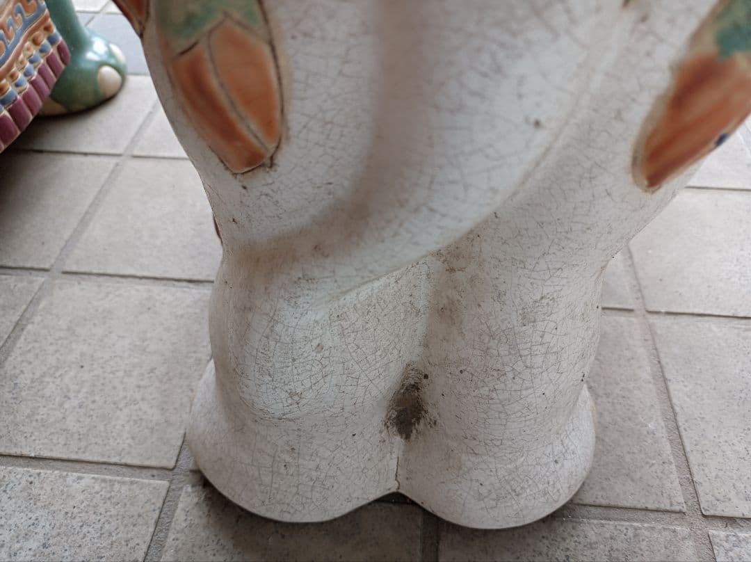 アンティーク象の陶器置物 2点セット