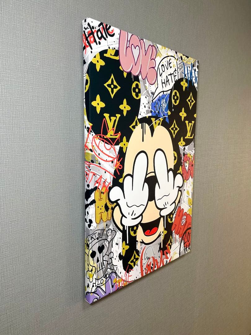 No.114木枠付きキャンバスアート　アートパネル　オマージュアート　バンクシー