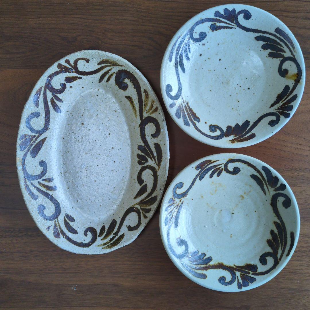 西川真衣さん　鉄絵　オーバル皿＆深皿 ３セット