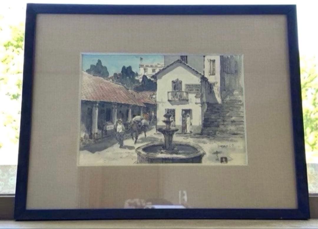 【真作】呉斉旺 TAXCO 水彩画 風景画