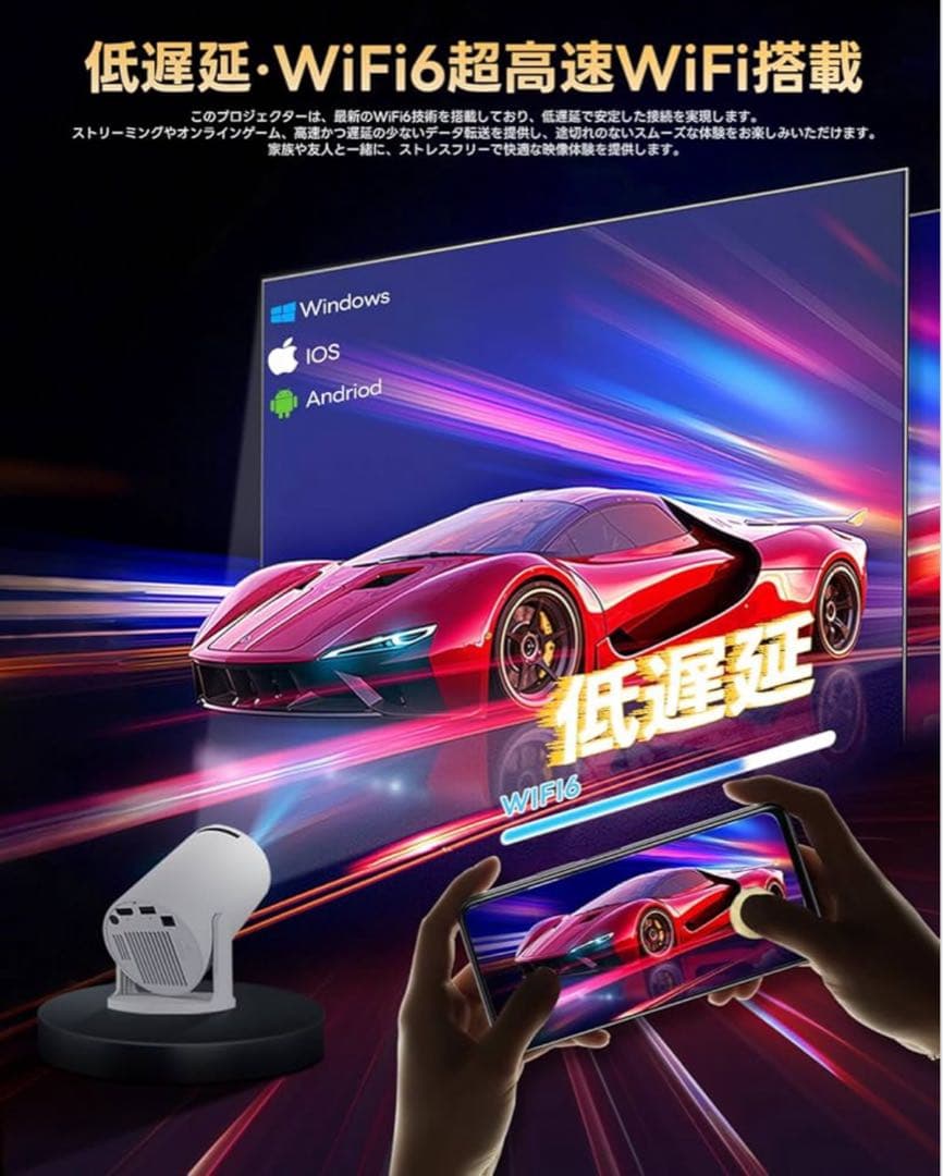 家庭用プロジェクター 1080P Android TV搭載 Wi-Fi6