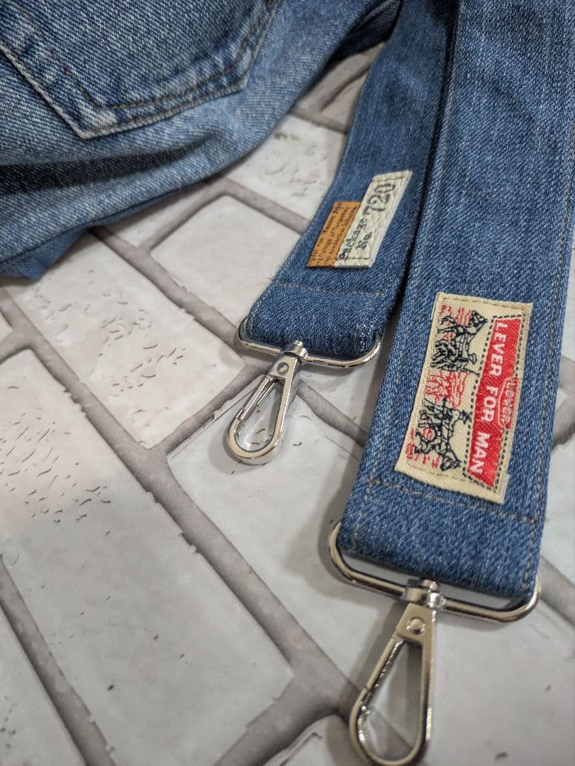 No.P022 リクエスト　デニムリメイク　ショルダー紐セット　裾フリルバック