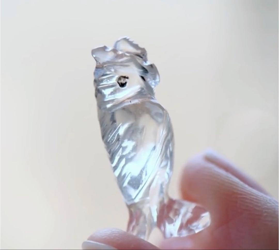 クォーツ　梟　フラワーアメシスト