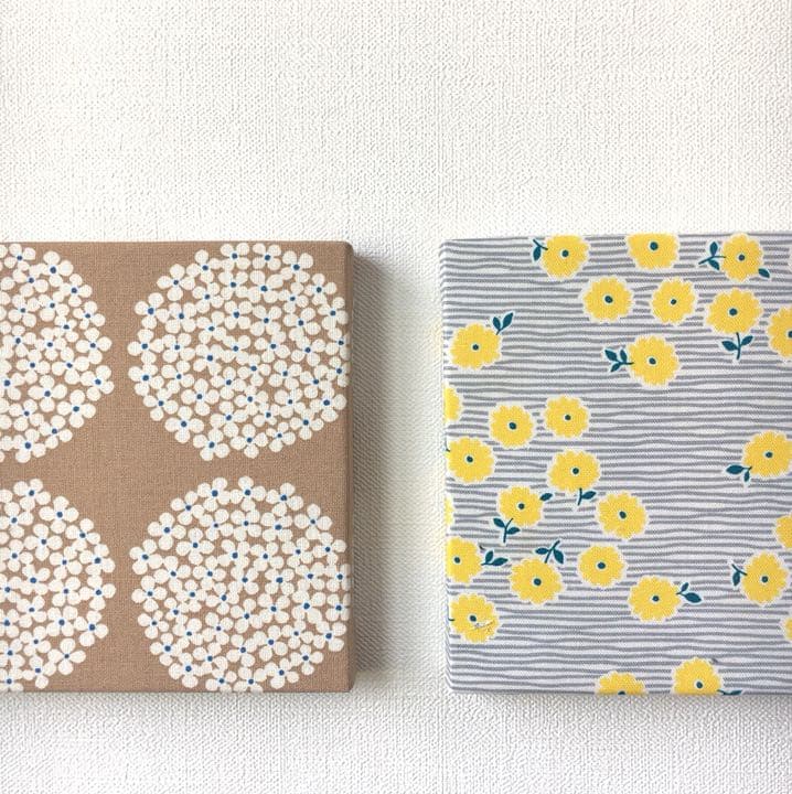 北欧 * ファブリックパネル サークルフラワーと黄色の小花