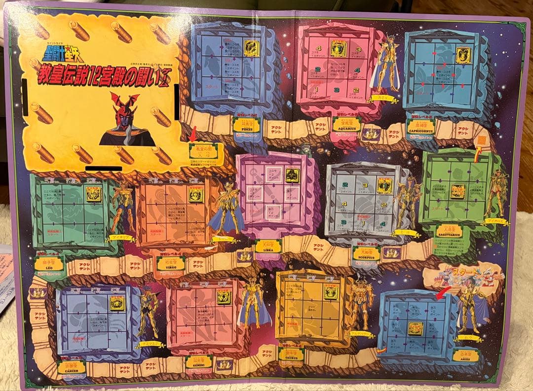 聖闘士星矢 バンダイ 教皇伝説12宮殿の闘いゲーム 完品 80年代 当時物