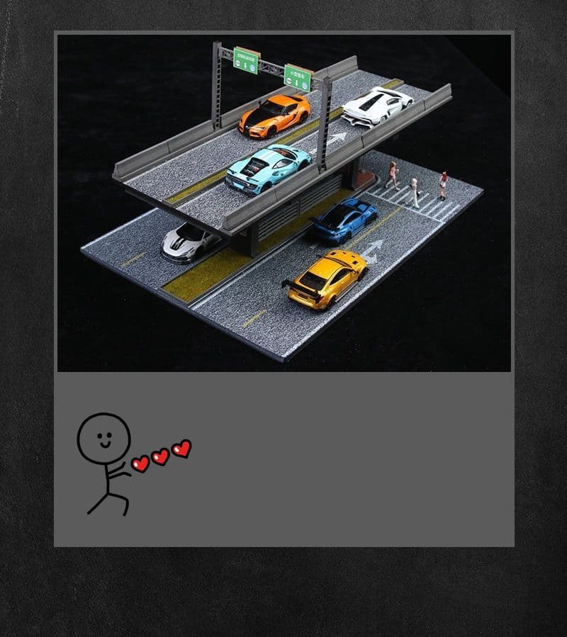 1/64 高架道路 ジオラマ 01 型 車模 駐車場 情景模型