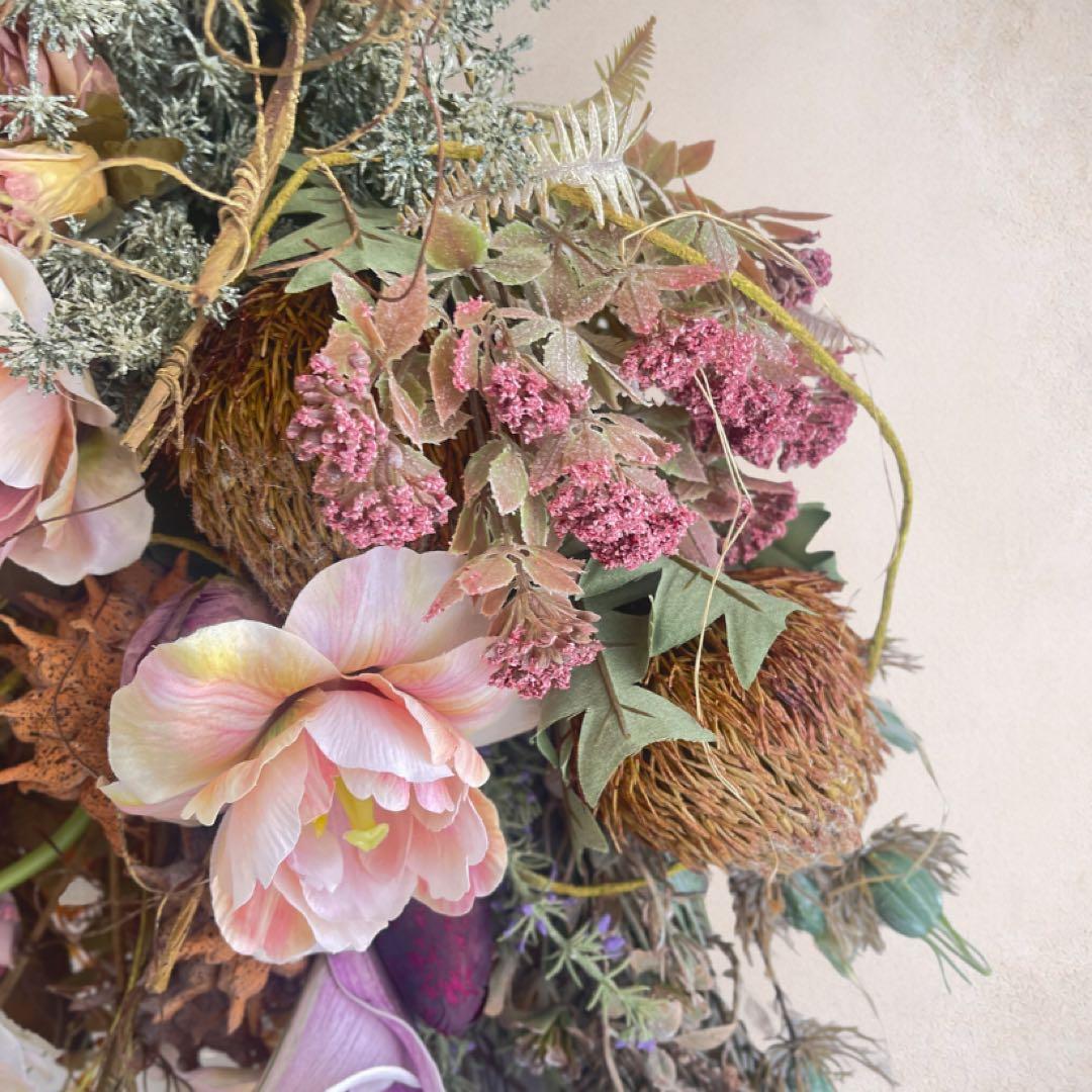 光触媒 「ヴィンテージ・リュクス」バンクシアとドライチューリップのロングスワッグ