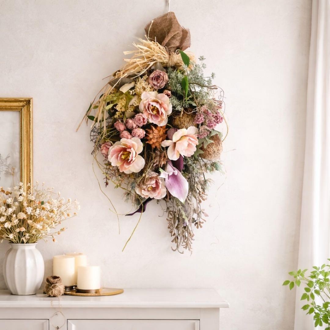 光触媒 「ヴィンテージ・リュクス」バンクシアとドライチューリップのロングスワッグ