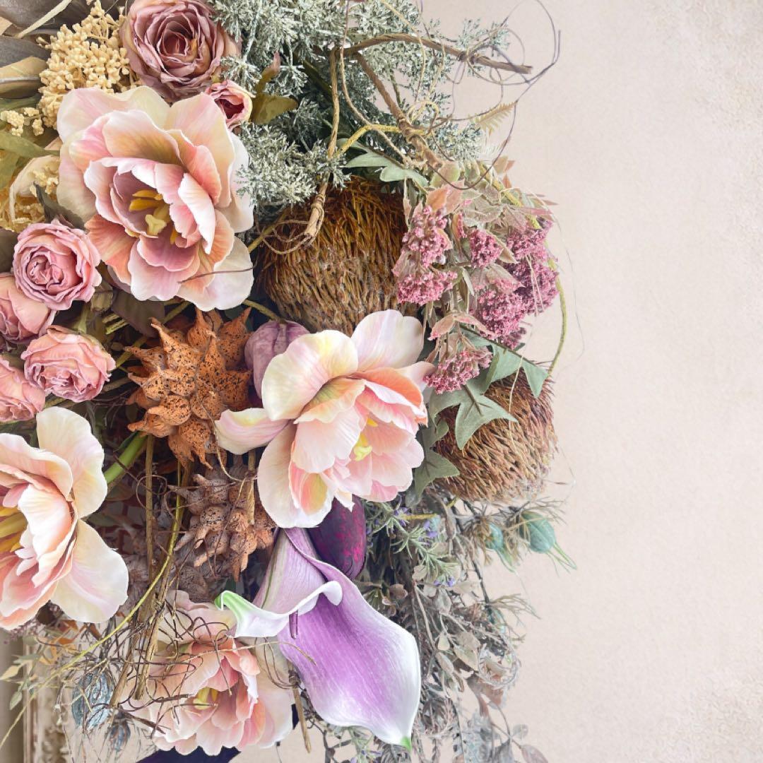 光触媒 「ヴィンテージ・リュクス」バンクシアとドライチューリップのロングスワッグ