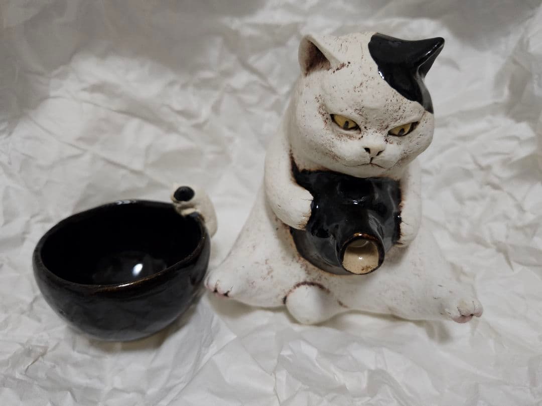 白亜器　猫徳利&お猪口セット