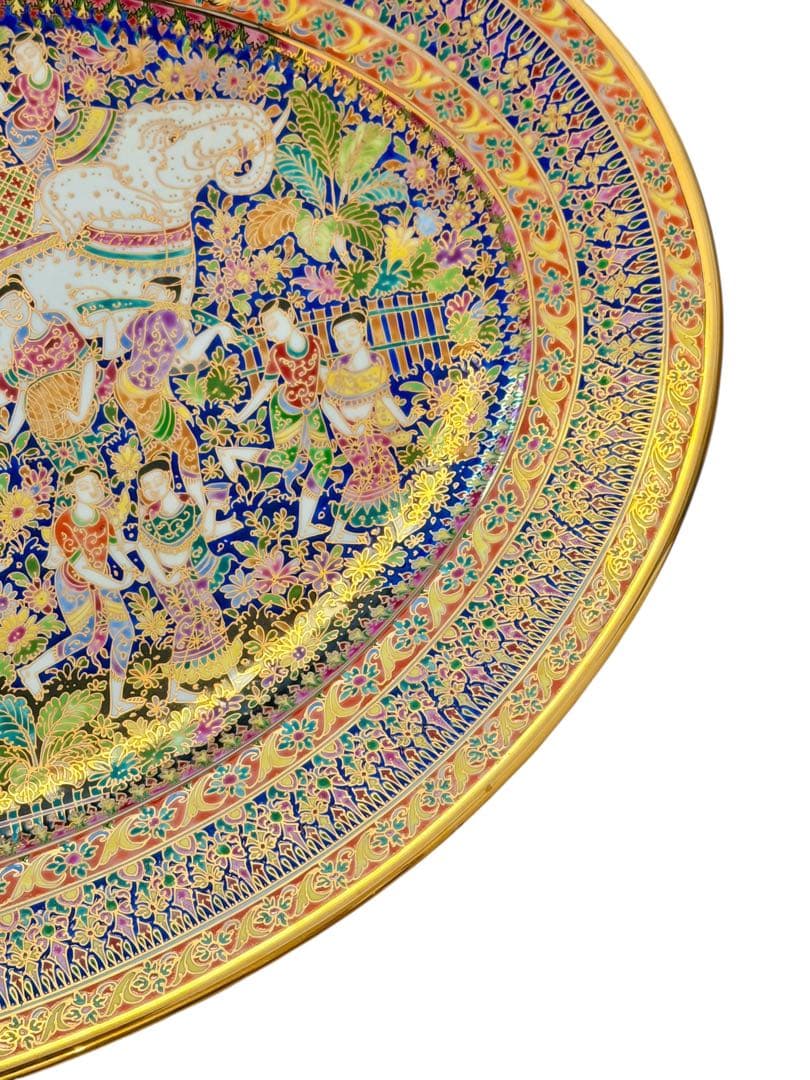 ベンジャロン 大皿 ハンドペイント 飾り皿 マイセン風　手書き