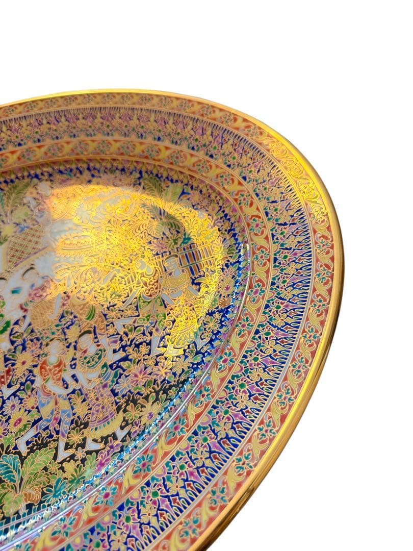 ベンジャロン 大皿 ハンドペイント 飾り皿 マイセン風　手書き