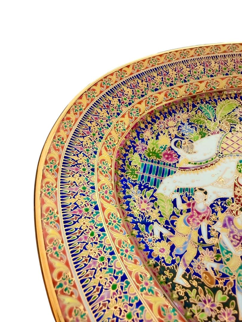 ベンジャロン 大皿 ハンドペイント 飾り皿 マイセン風　手書き