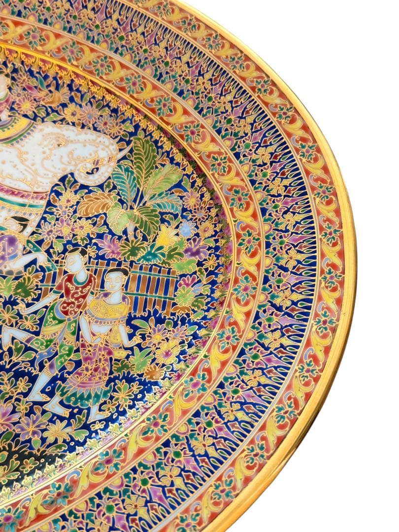 ベンジャロン 大皿 ハンドペイント 飾り皿 マイセン風　手書き