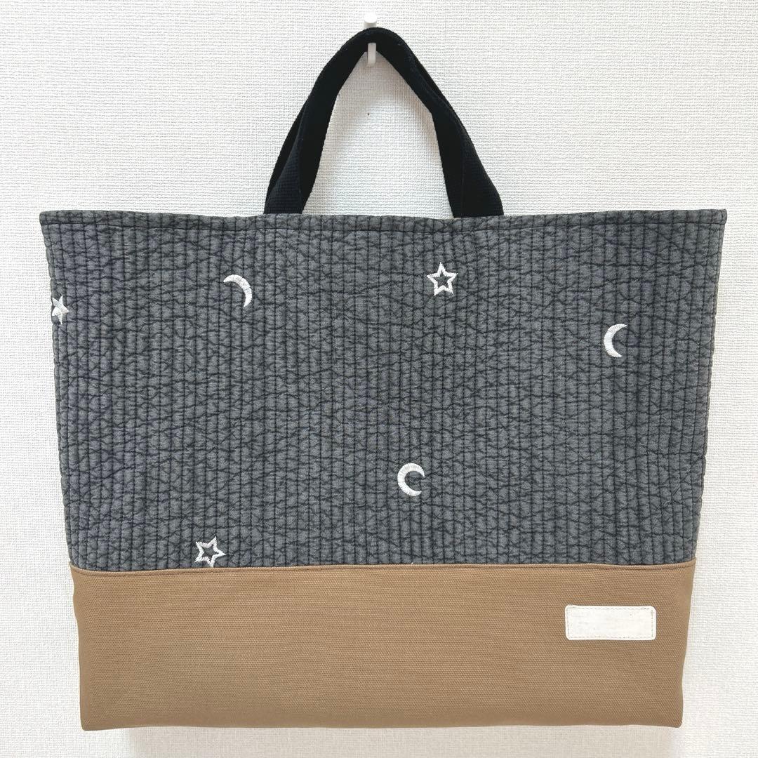 入園入学3点セット　【グレー月と星ヌビ×ブラウン】　男の子　グレー　ブラウン