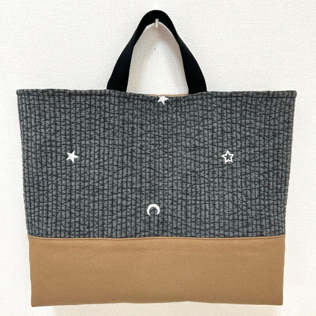 入園入学3点セット　【グレー月と星ヌビ×ブラウン】　男の子　グレー　ブラウン