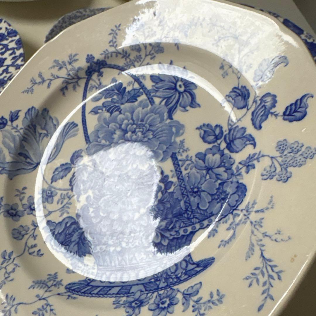 バーレイ シャーロット　プレートＳ　Burleigh ブルー＆ホワイト　希少