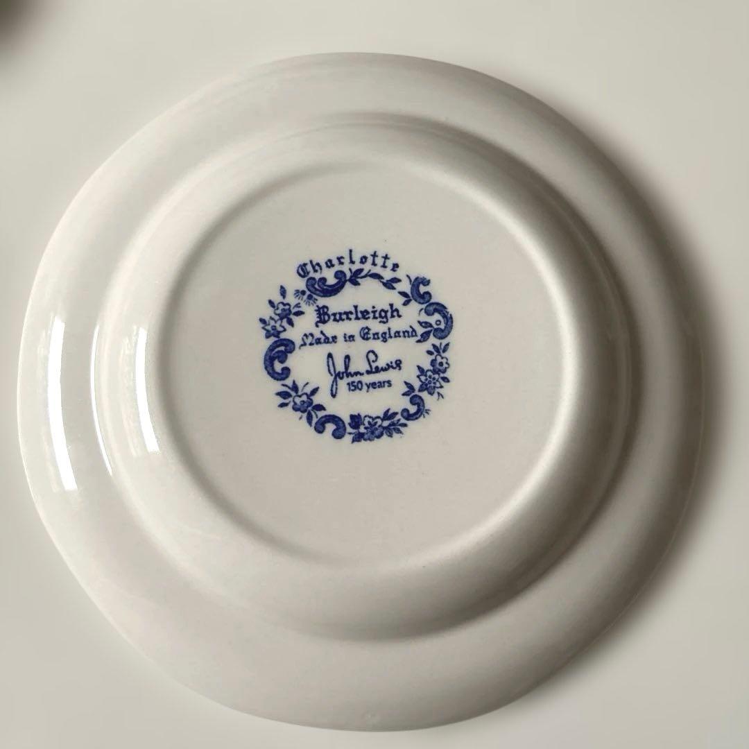 バーレイ シャーロット　プレートＳ　Burleigh ブルー＆ホワイト　希少