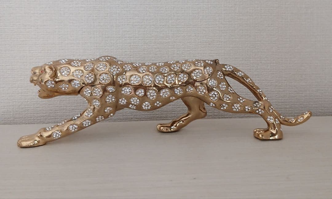 ゴールドライオン クリスタル装飾 置物 約30cm