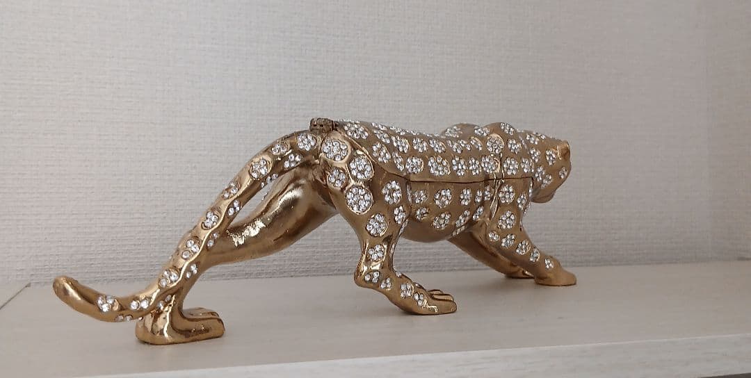ゴールドライオン クリスタル装飾 置物 約30cm
