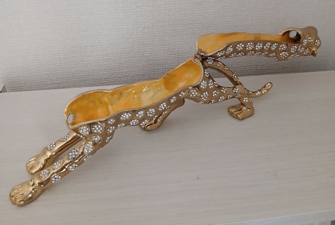 ゴールドライオン クリスタル装飾 置物 約30cm