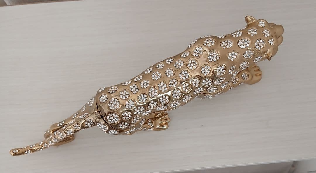 ゴールドライオン クリスタル装飾 置物 約30cm