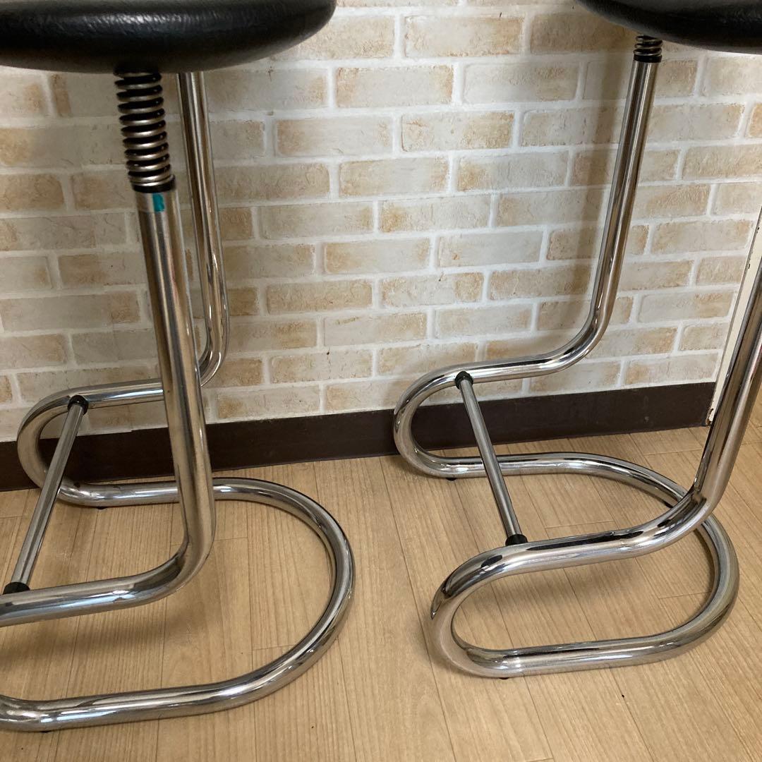スプリング　スチール　カウンターチェア2脚