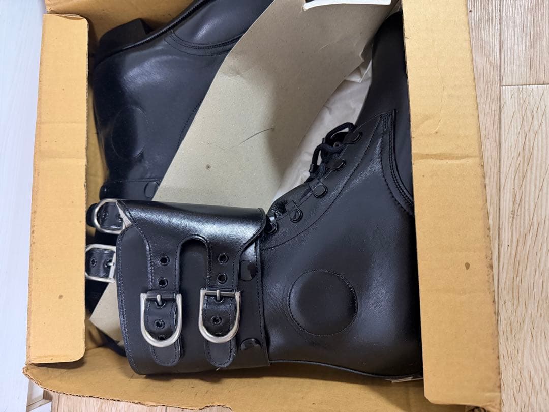 警察隊使用 編み上げブーツ 予備品 未使用 本革 25.5cm
