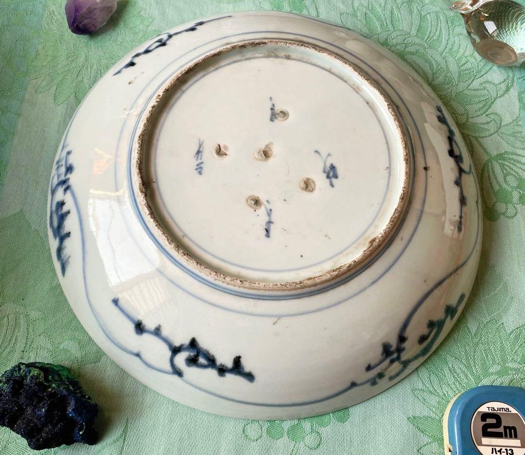 古伊万里　染付　墨弾き　松竹梅　吉祥紋様　大皿