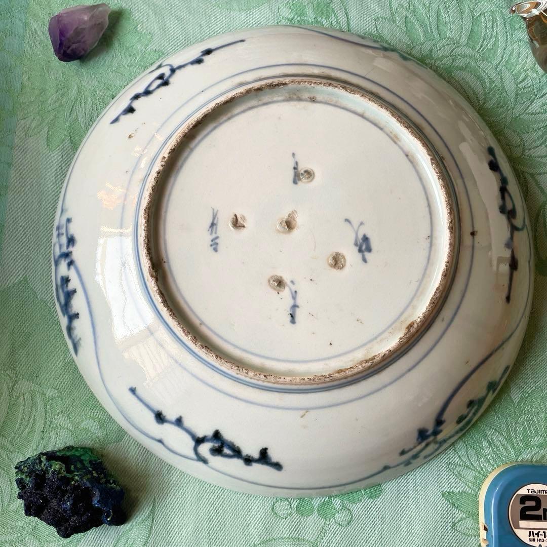 古伊万里　染付　墨弾き　松竹梅　吉祥紋様　大皿