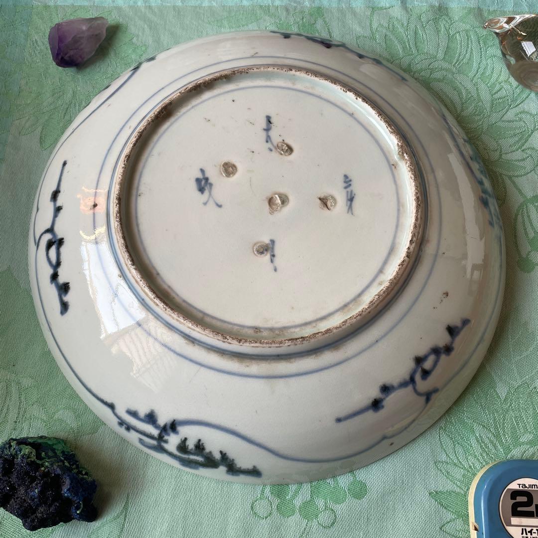 古伊万里　染付　墨弾き　松竹梅　吉祥紋様　大皿