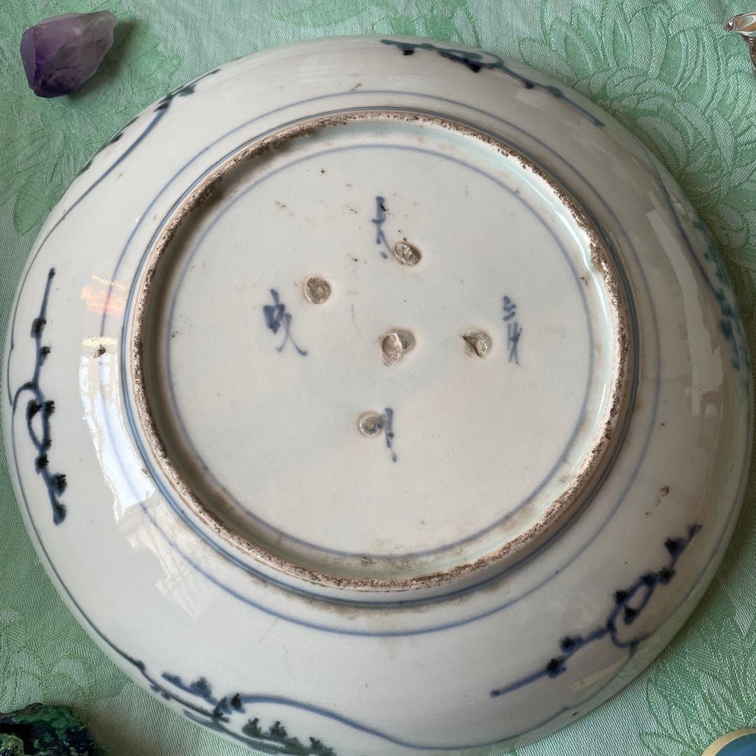 古伊万里　染付　墨弾き　松竹梅　吉祥紋様　大皿