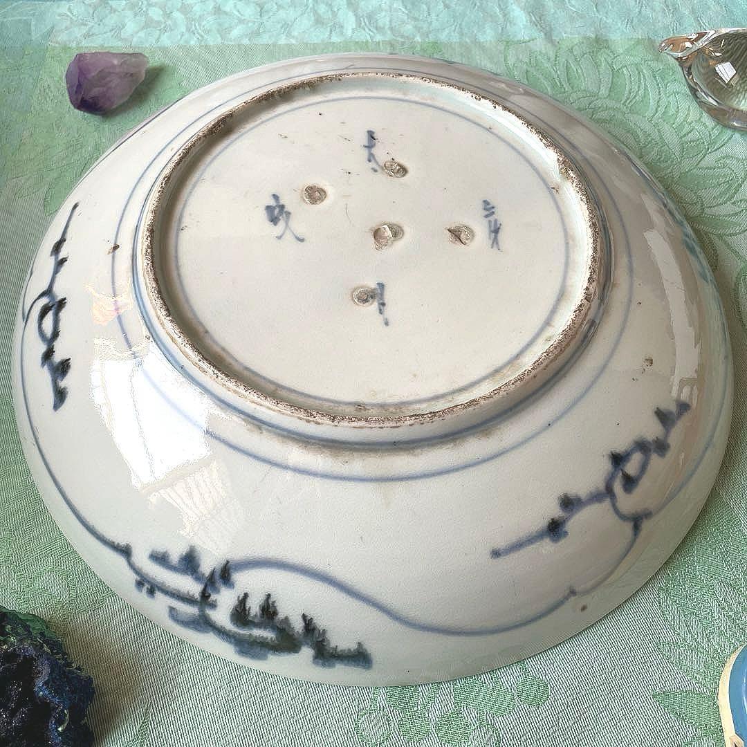 古伊万里　染付　墨弾き　松竹梅　吉祥紋様　大皿