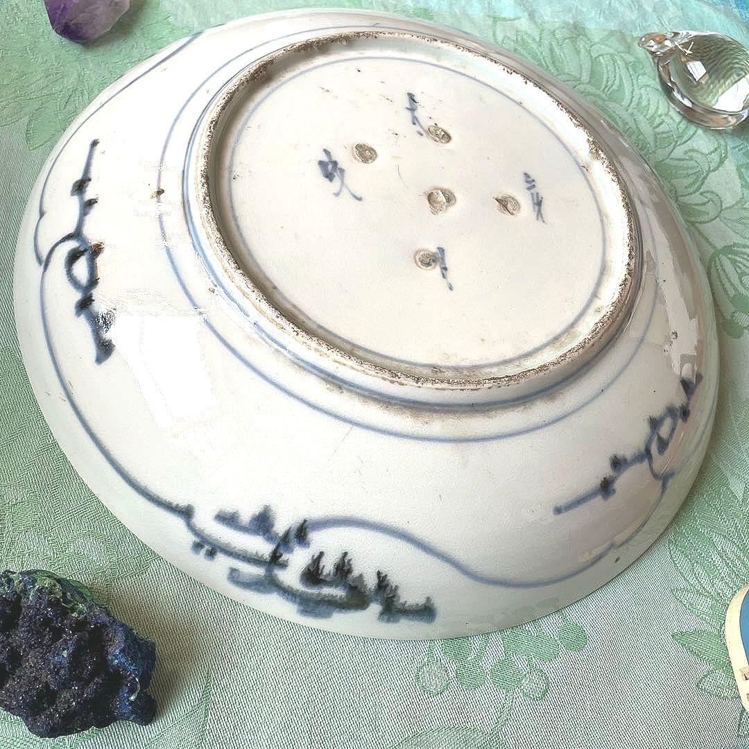 古伊万里　染付　墨弾き　松竹梅　吉祥紋様　大皿