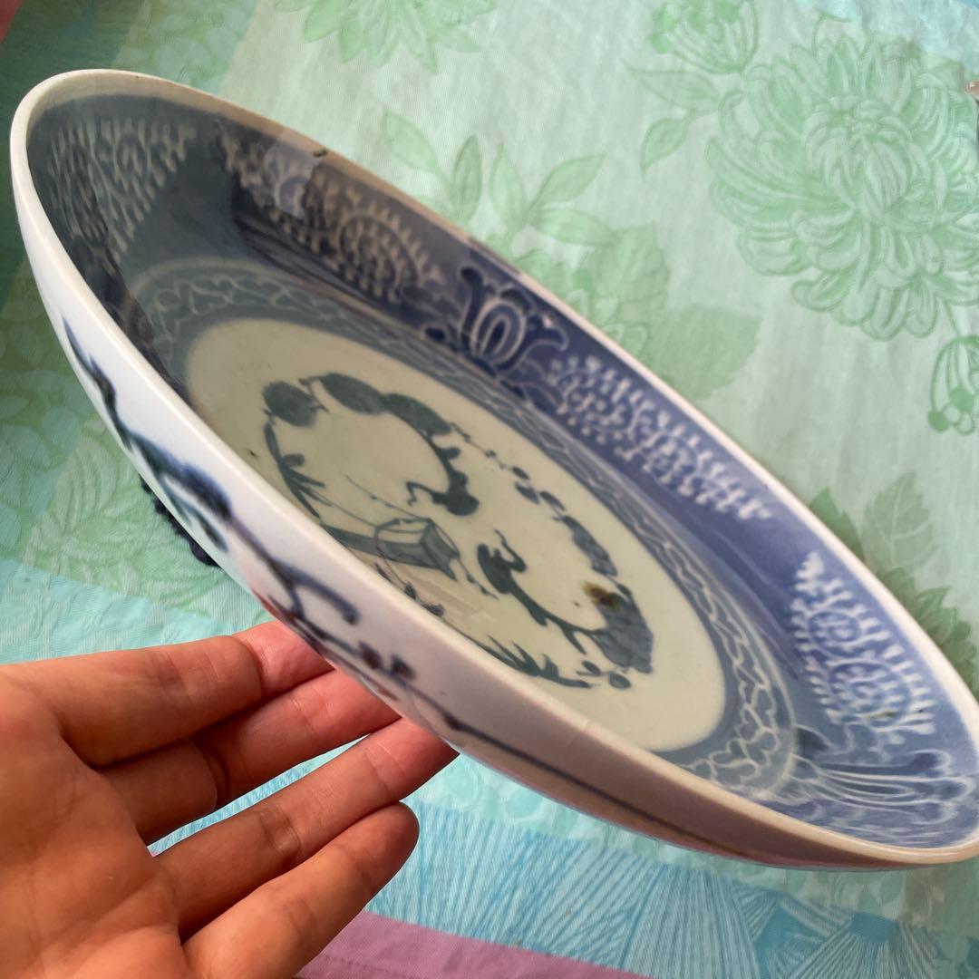古伊万里　染付　墨弾き　松竹梅　吉祥紋様　大皿