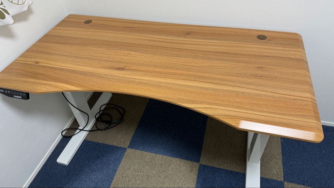 FlexiSpot E3 ブラウンカーブ天板 140x70cmセット