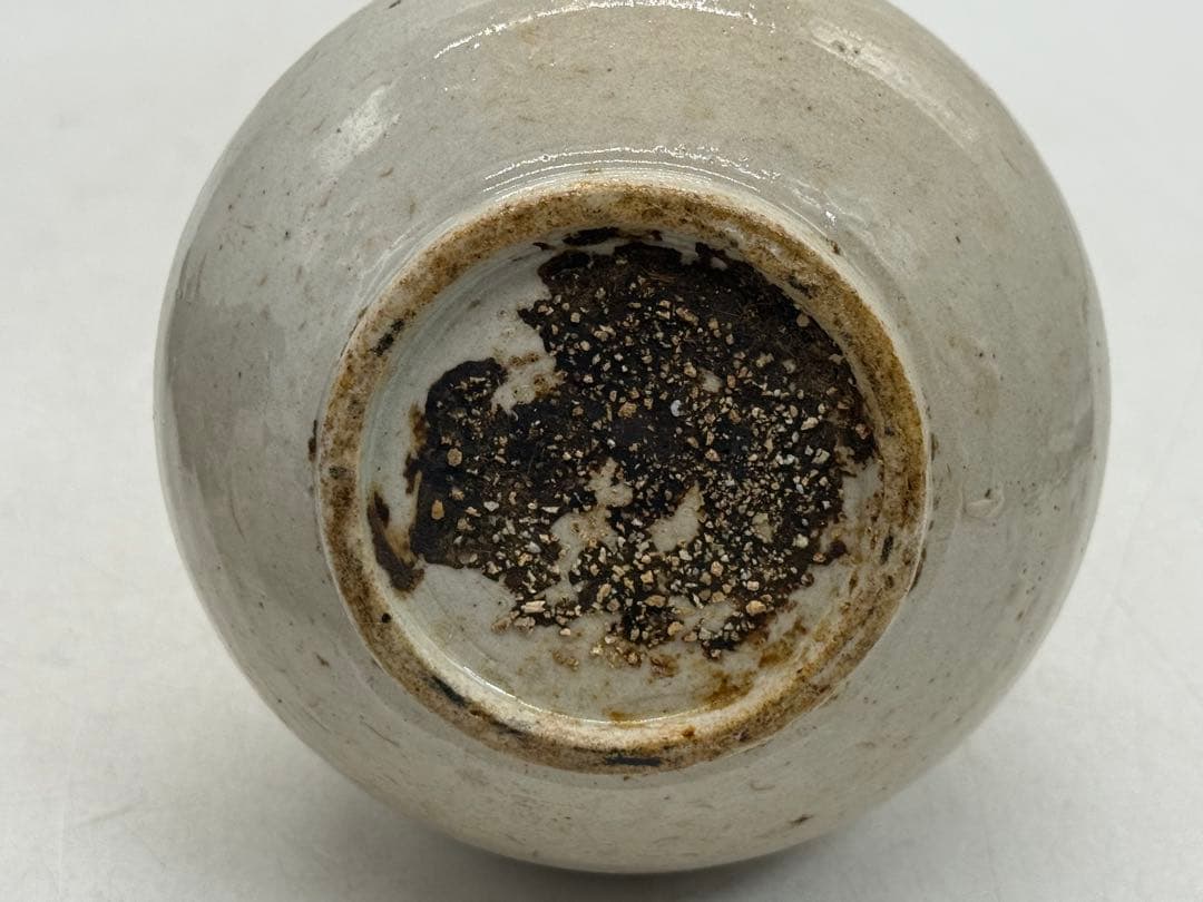 李朝　白磁に呉須紋　徳利形瓶② 高さ約14.4cmアンティーク送料込み0107