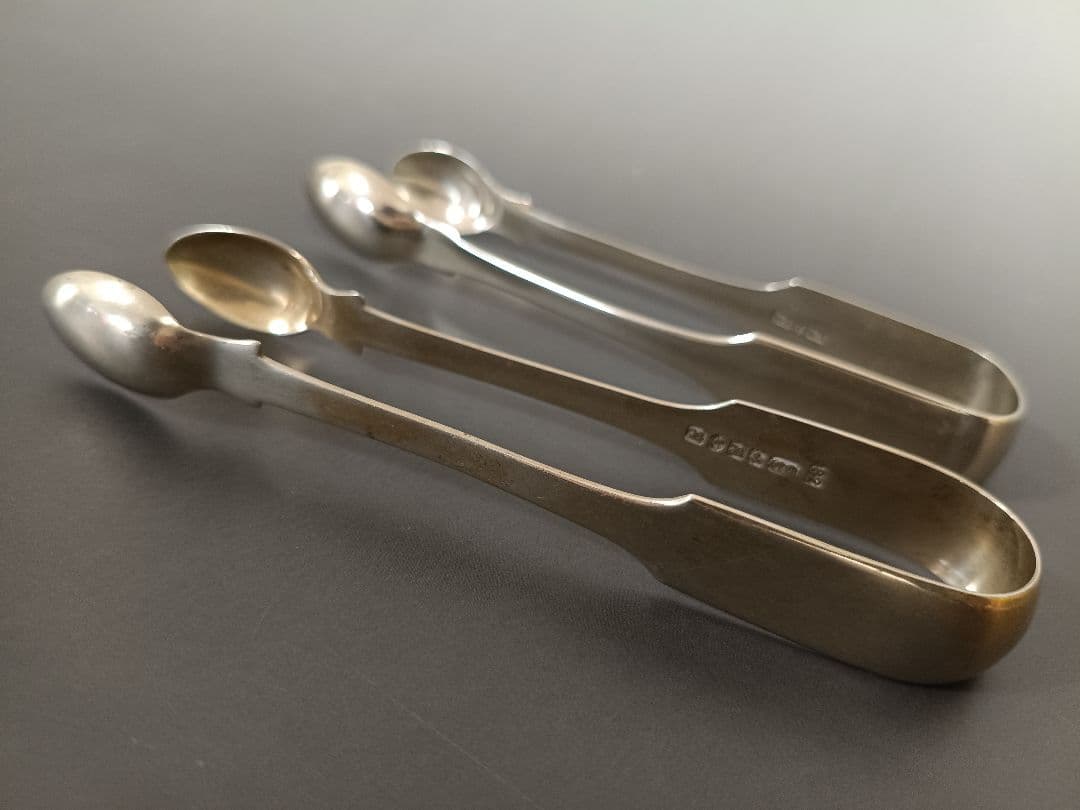 英国アンティーク シュガートング 2本 15cm シルバープレート (L13)