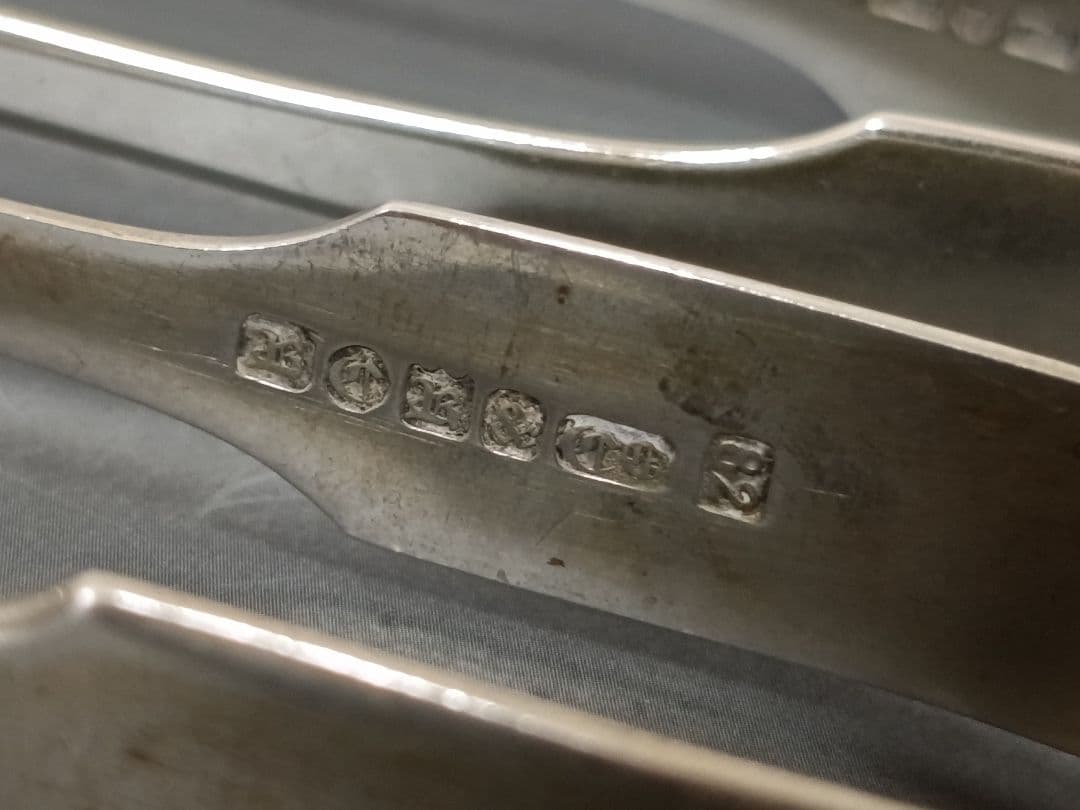 英国アンティーク シュガートング 2本 15cm シルバープレート (L13)