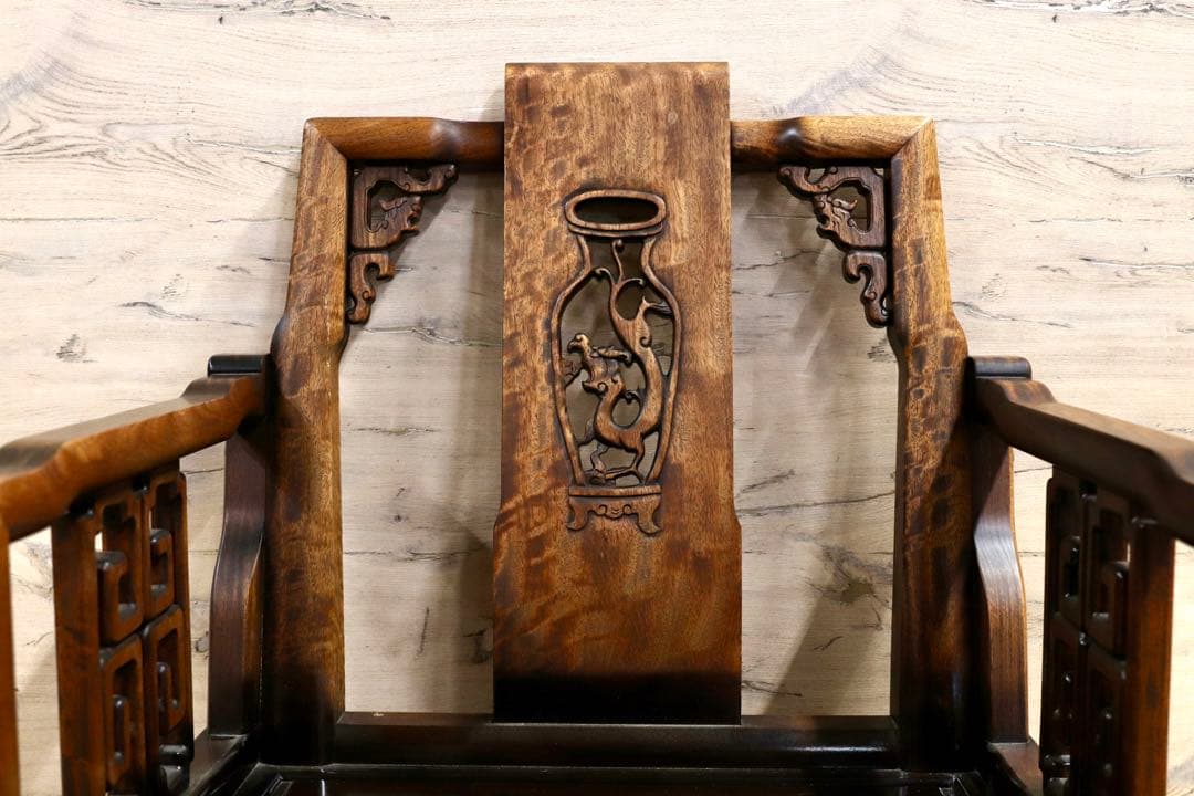 GMHS297R○中国美術 唐木家具 アームチェア 椅子 無垢材 民藝 最高級