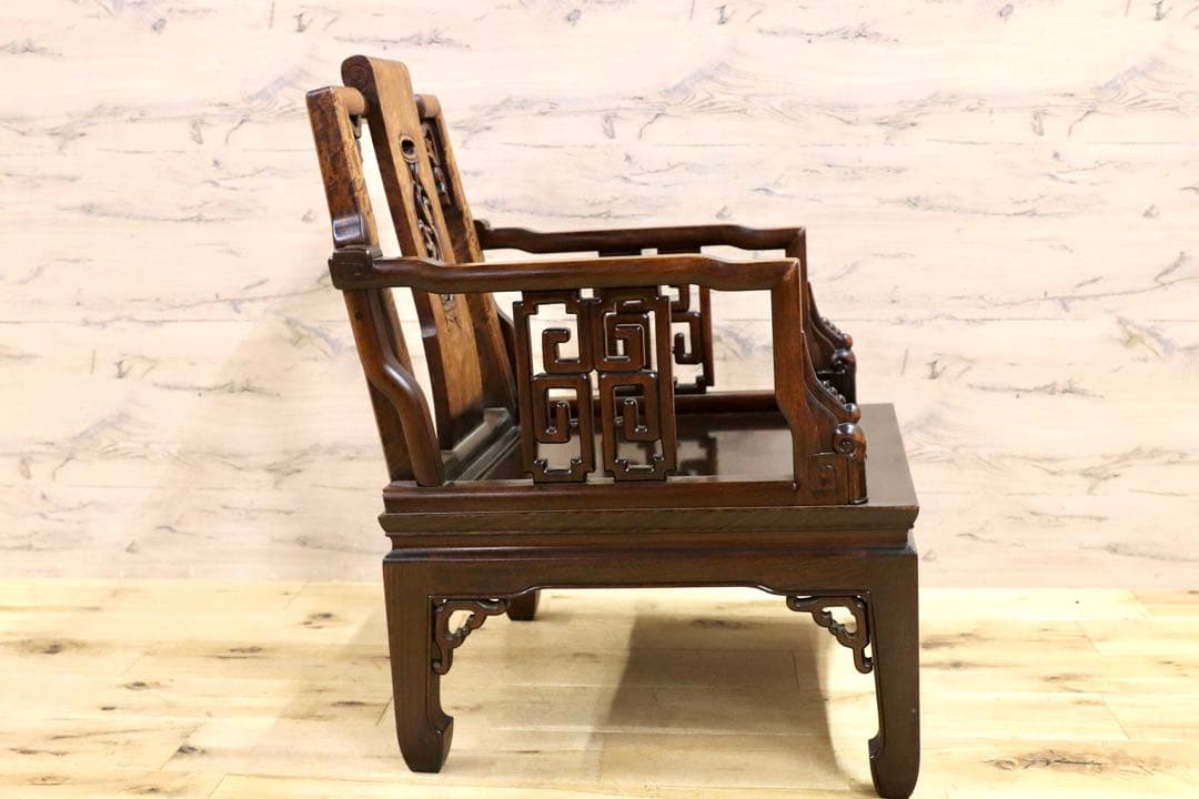 GMHS297R○中国美術 唐木家具 アームチェア 椅子 無垢材 民藝 最高級