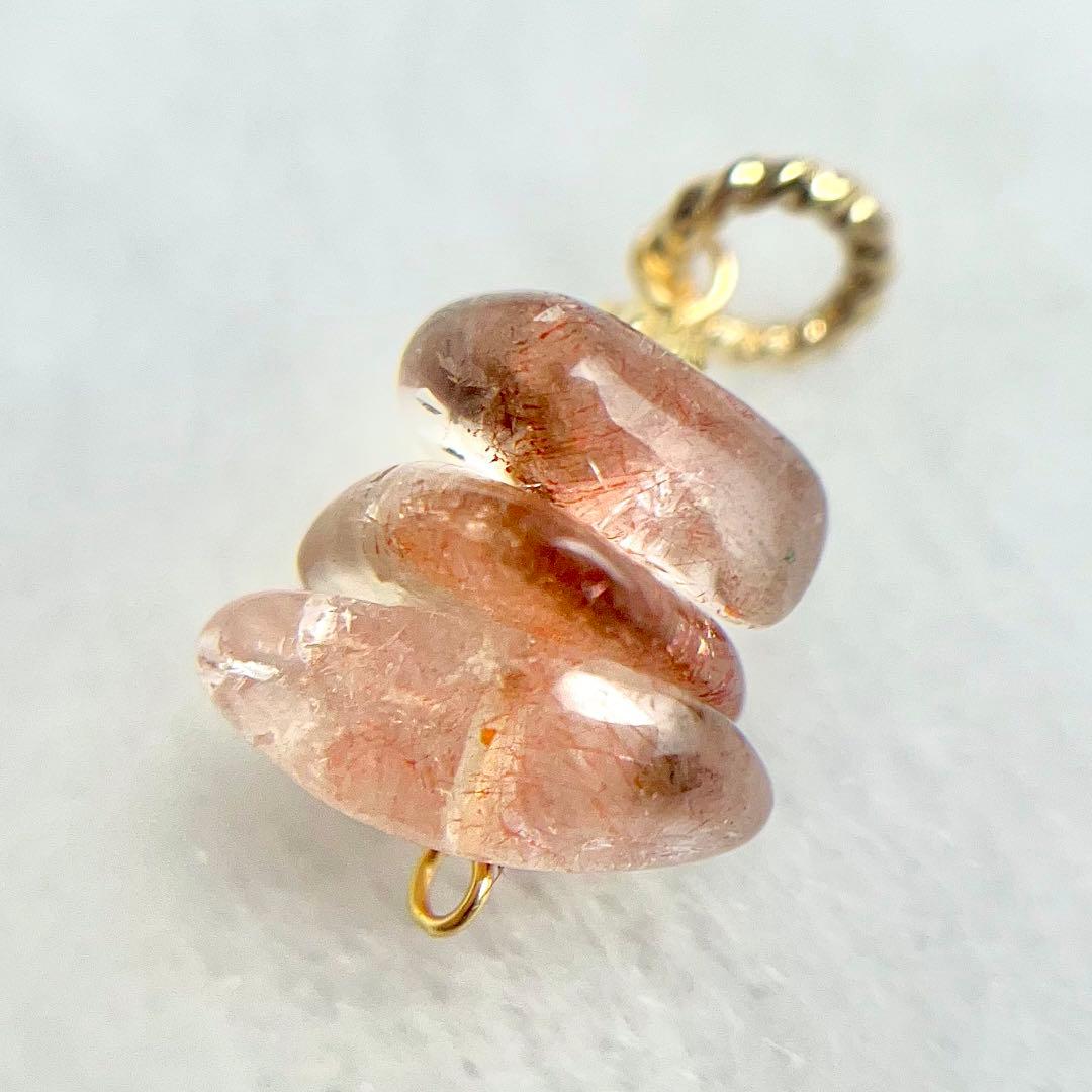 14kgf カザフスタン ストロベリークォーツ チャーム ネックレス ペンダント