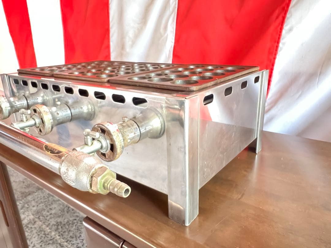 たこ焼き器　業務用　１5穴プレート３枚　45玉　プロパンガス　店舗　屋台　飲食店