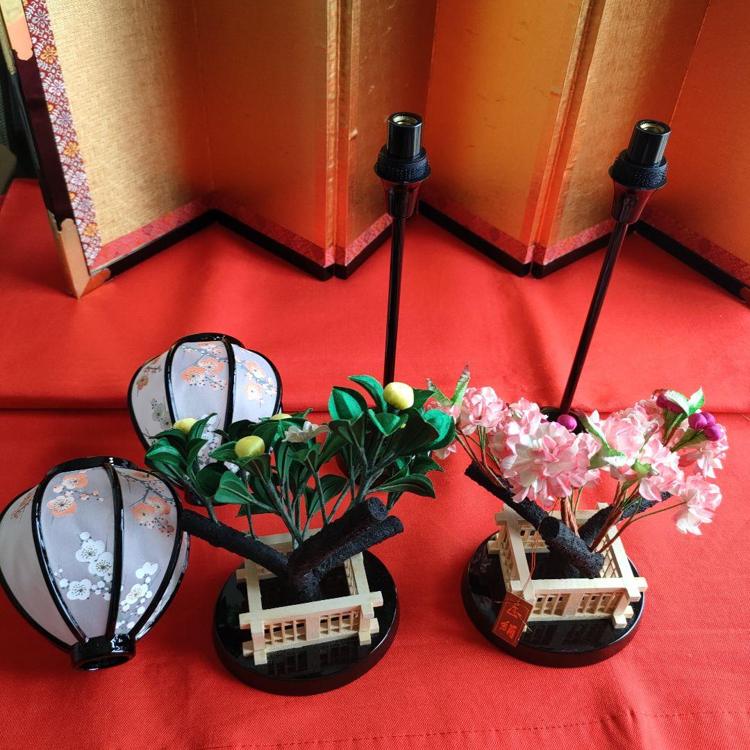 雛道具　雪洞コードレス(高さ33cm)桜橘　穂花 25号(高さ約18cm) 木製