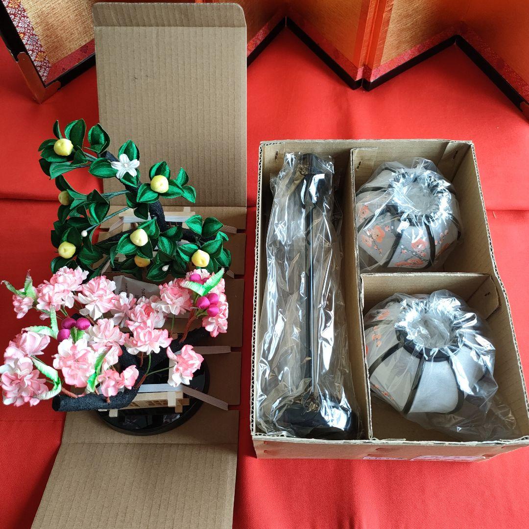 雛道具　雪洞コードレス(高さ33cm)桜橘　穂花 25号(高さ約18cm) 木製