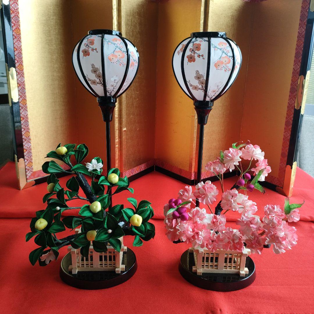 雛道具　雪洞コードレス(高さ33cm)桜橘　穂花 25号(高さ約18cm) 木製