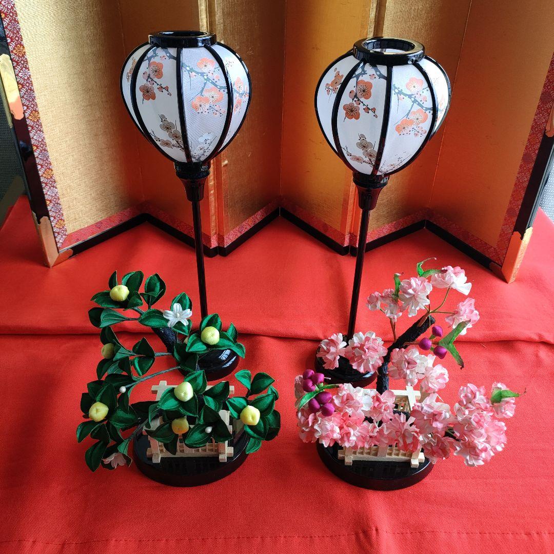 雛道具　雪洞コードレス(高さ33cm)桜橘　穂花 25号(高さ約18cm) 木製