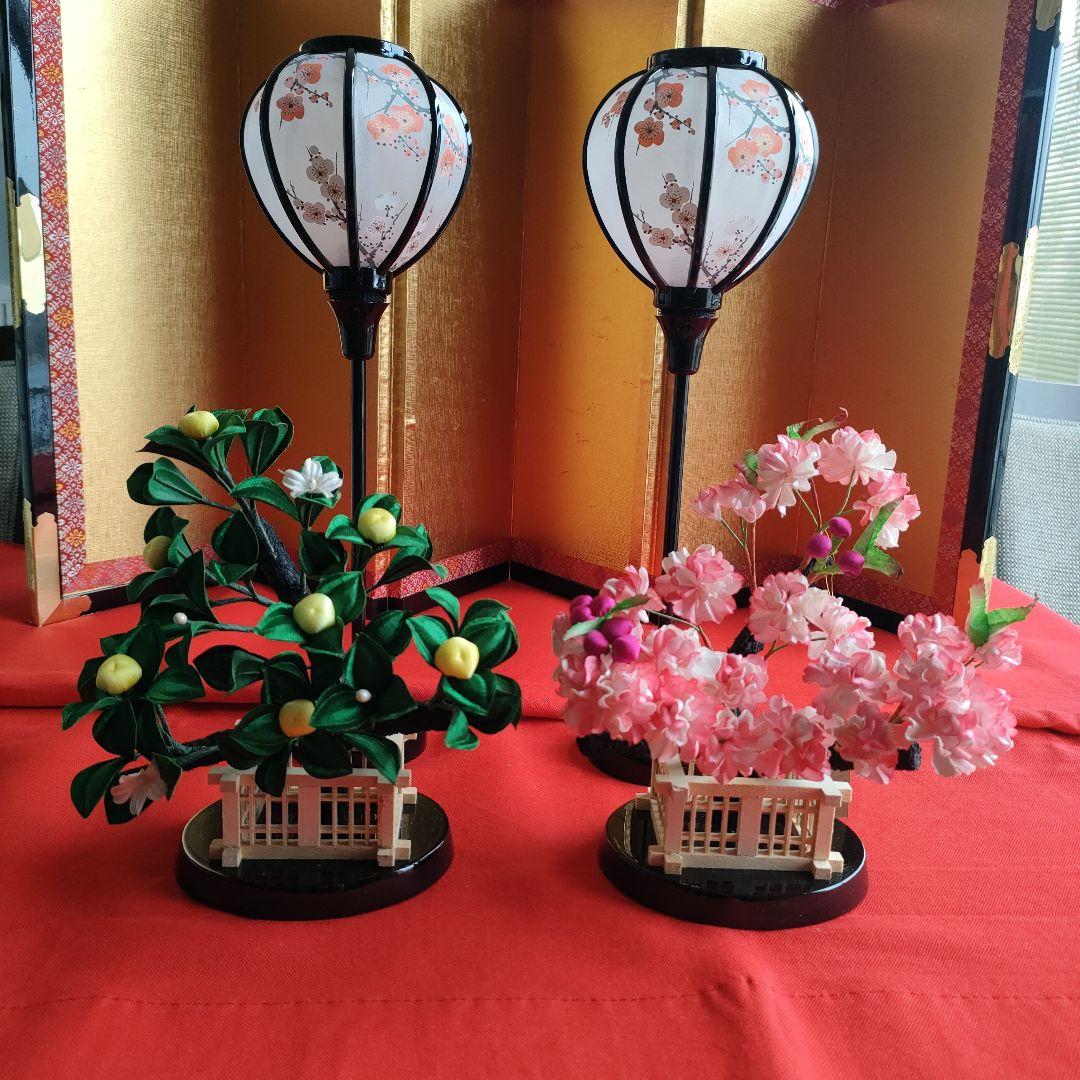 雛道具　雪洞コードレス(高さ33cm)桜橘　穂花 25号(高さ約18cm) 木製